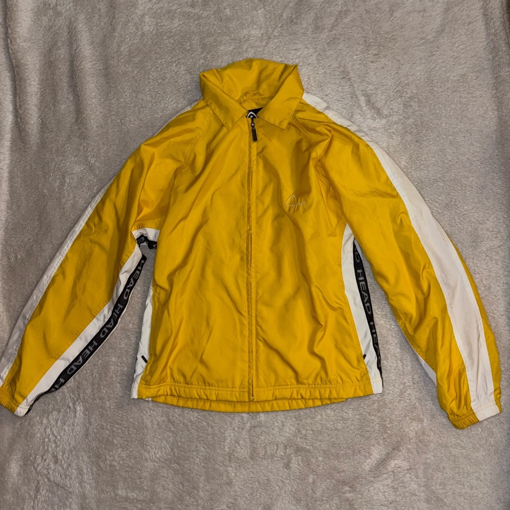 Vintage Head Yellow Track Suit Jacket with Black and White Stripes